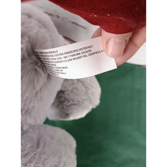 Walgreens Gray Elephant Plush Stuffed Animal Pink Bow Heart On Foot 11" - Picture 5 of 6